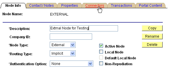 Connectors tab