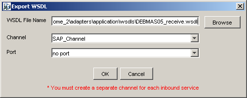 Export WSDL dialog box