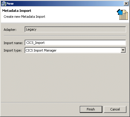 The definition for a CICS adapter metadata import.