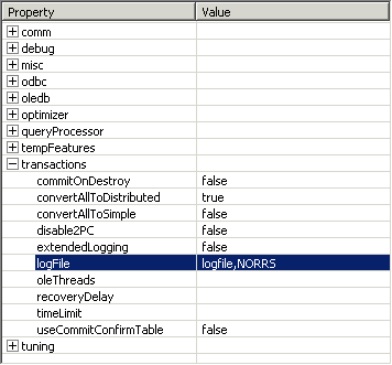 The logFile property set to NORRS.