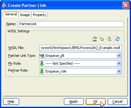 Completed Create Partner Link Window