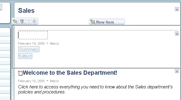 Adding a Rich Text item to the Sales page