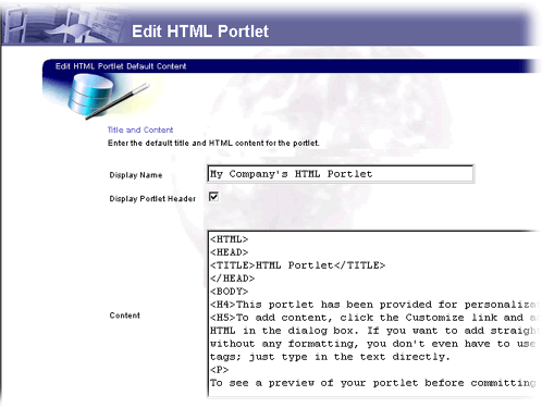 Edit HTML portlet Edit HTML portlet