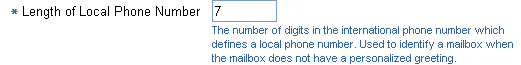Screenshot of Length of Local Phone Number parameter
