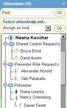Expanded attendees list showing attendee roles.