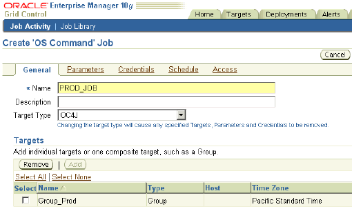 Create OS Command Job wizard Create OS Command Job wizard