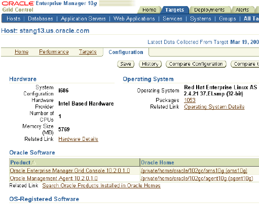 Host Configuration page