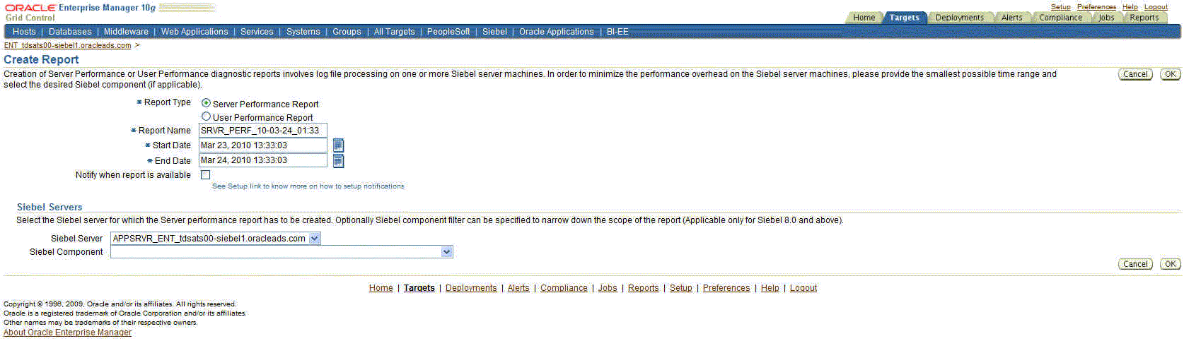 Shows sample data for Create Report page.