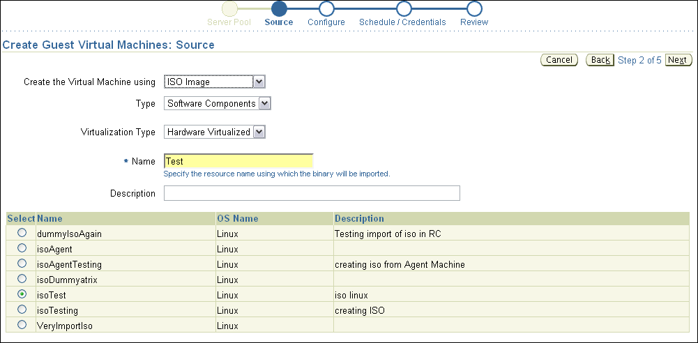 Create Guest Virtual Machines: Source page