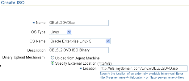 Create ISO Image - External Location