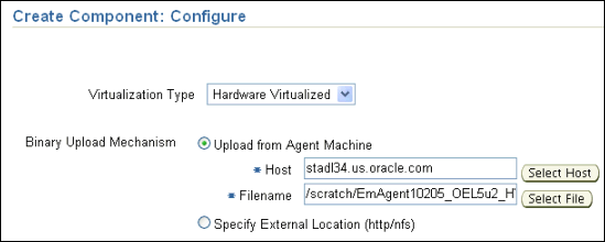 Create Component: Configure page
