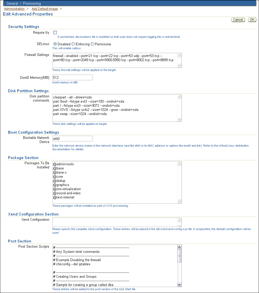 Edit Advanced Properties Page