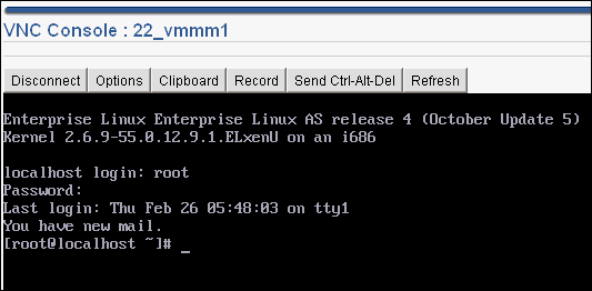 This figure displays the VNC Console.