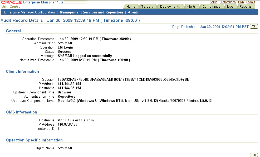 Audit Record Details Page