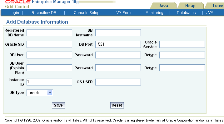 Add Database Information
