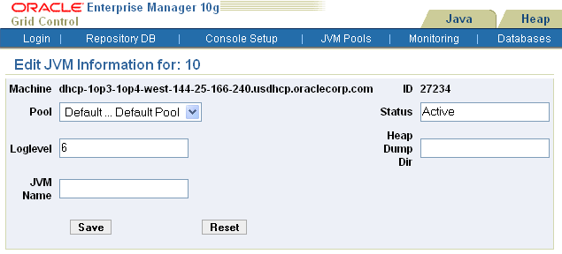 Edit JVM Information