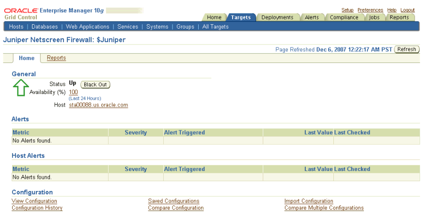 Juniper NetScreen Firewall Home page