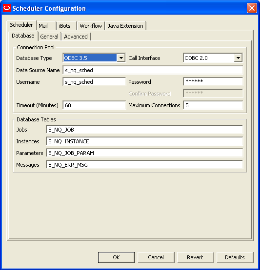 Scheduler configuration