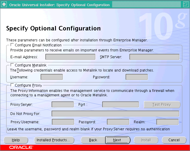 Specify Optional Configuration