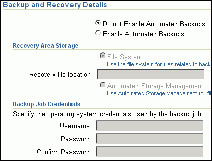 Backup and Recovery Details