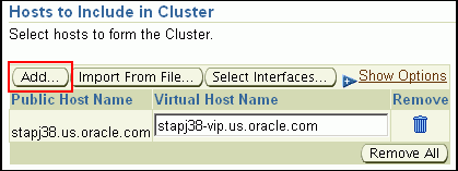 Hosts to Include in Cluster