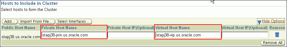 Hosts to Include in Cluster