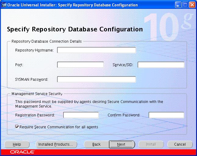 Specify Repository Database Configuration