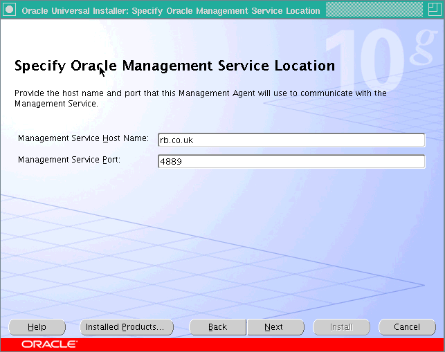 Specify Oracle Management Service Location