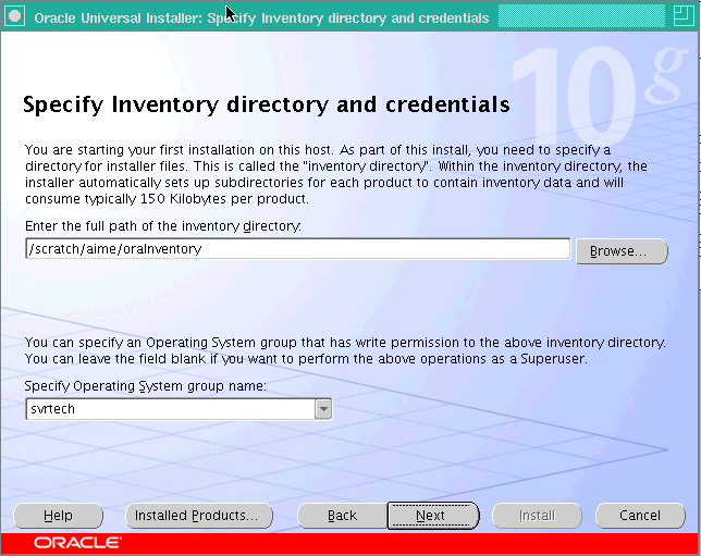 Specify the Inventory Directory and Credentials.