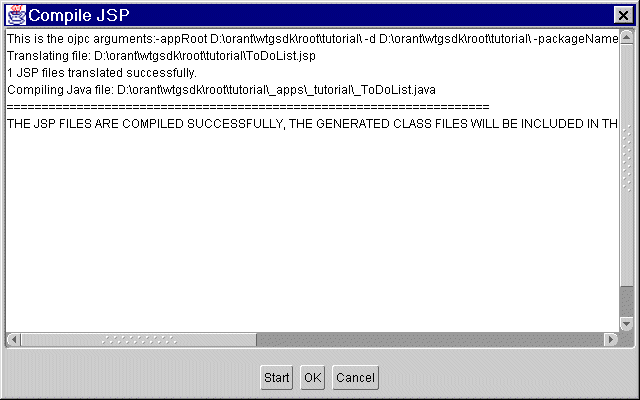 Compile JSP dialog