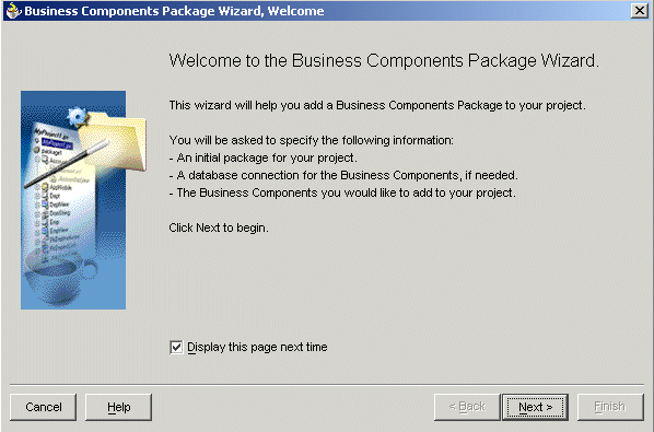 The Package Wizard’s welcome dialog.