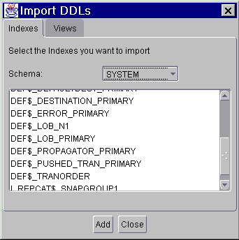 Import DDLs dialog