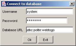Use this dialog to specify your connection to the database.