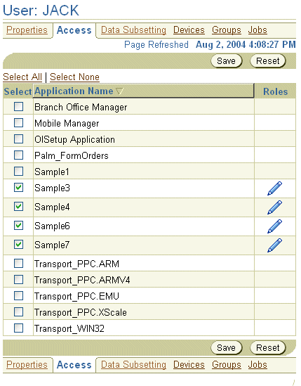 This image displays the Access page.