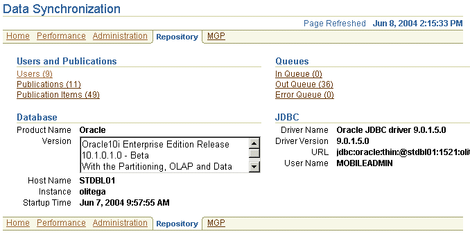 The Repository page