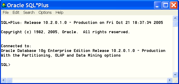 SQL*Plus window SQL*Plus window