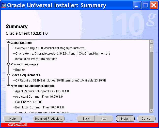 client installation: summary page client installation: summary page