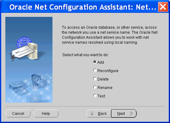 Net Configuration Assistant: add service Net Configuration Assistant: add service