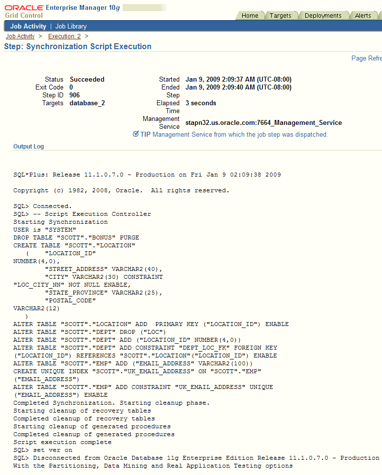 Script Execution Step Output Script Execution Step Output