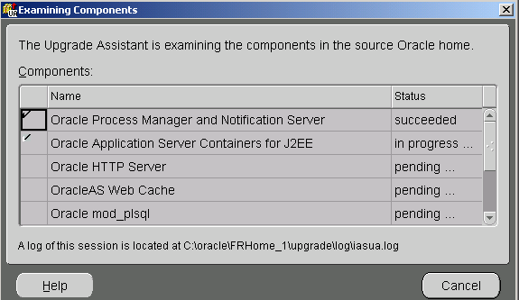 Examining Components dialog box