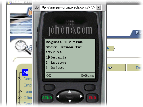 Julie’s wireless phone showing request approval options