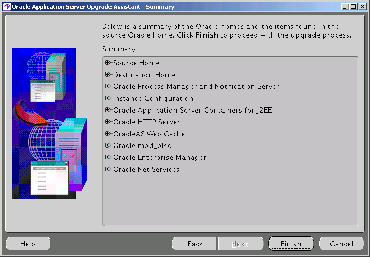 OracleAS Upgrade Assistant Summary Screen