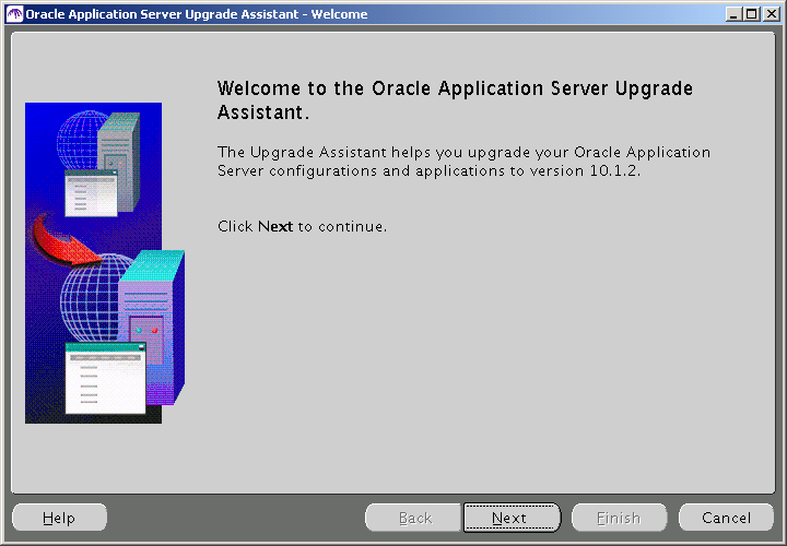 OracleAS Upgrade Assistant Welcome screen