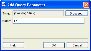 This illustration shows the Add Query Parameter dialog.