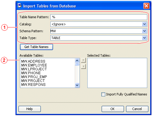 Import Tables from Database
