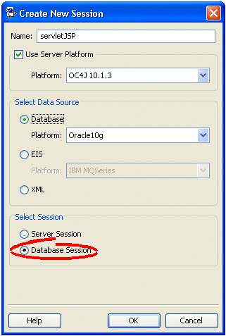 Create New Session dialog