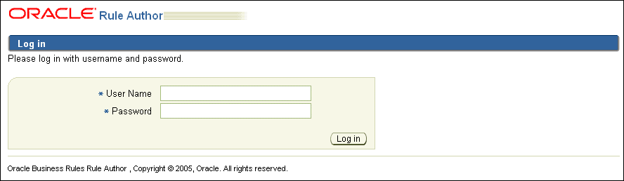 Rule Author Login Page.