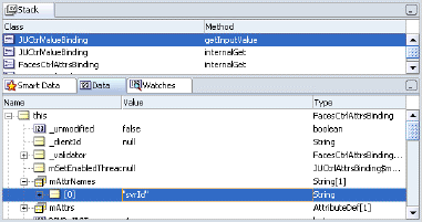 Screenshot of the variable mAttrNames has a binding name