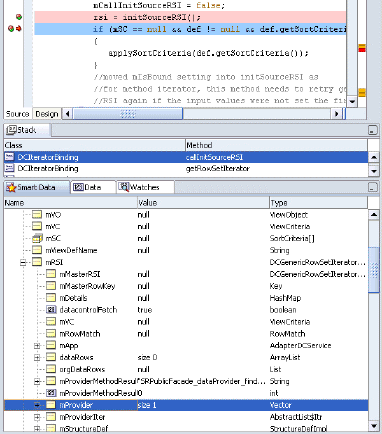 This image shows a breakpoint and the mProvider variable.