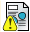 Page representation icon with yellow warning label overlaid